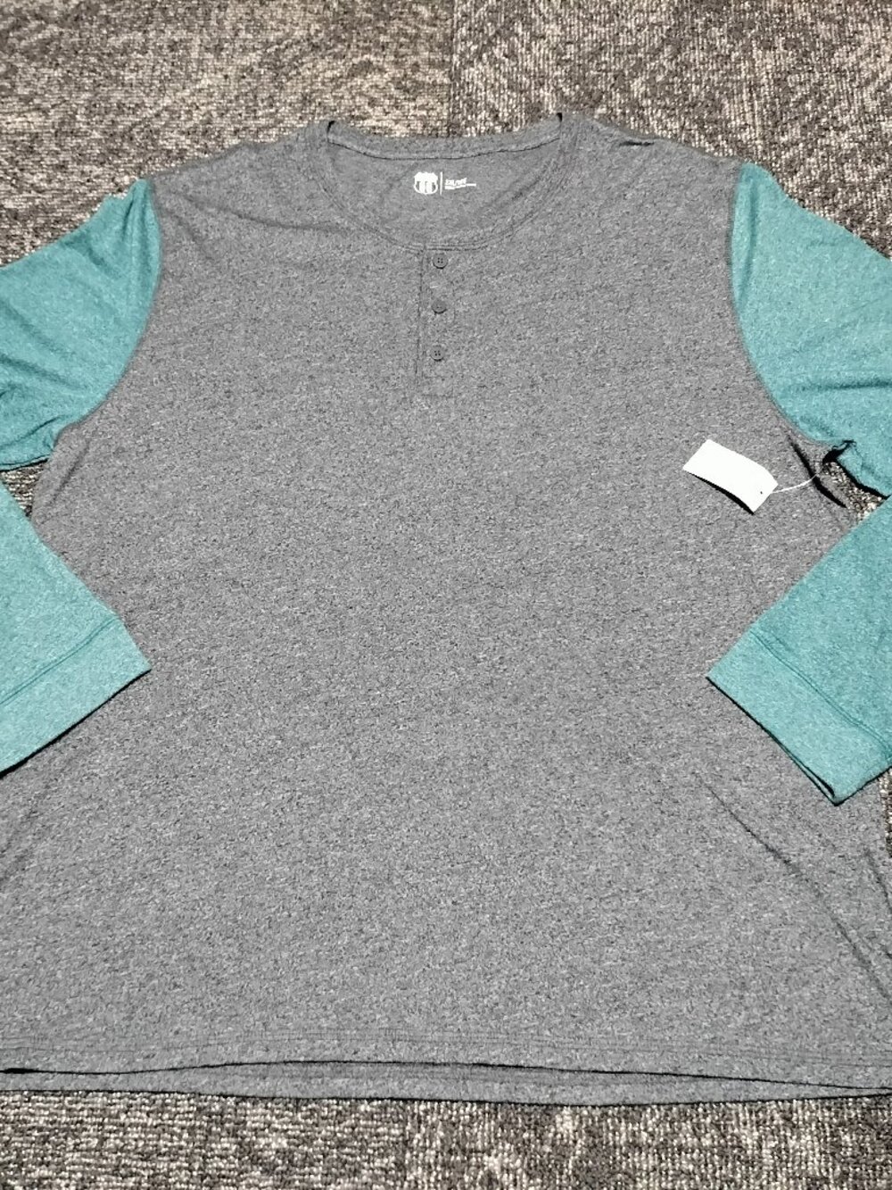 Vintage Route 66 Clothing Co Mens XXL Henley Long Sleeve Shirt Teal Gray NEW NWT